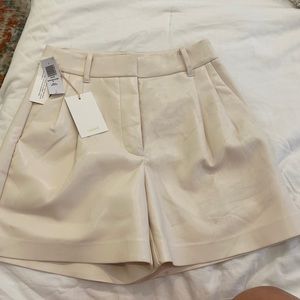 Aritzia Wilfred white leather shorts